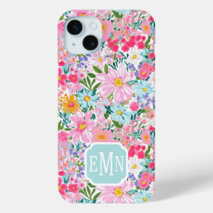 Coque Case-Mate iPhone Jardin de fleurs coloré moderne monogrammé