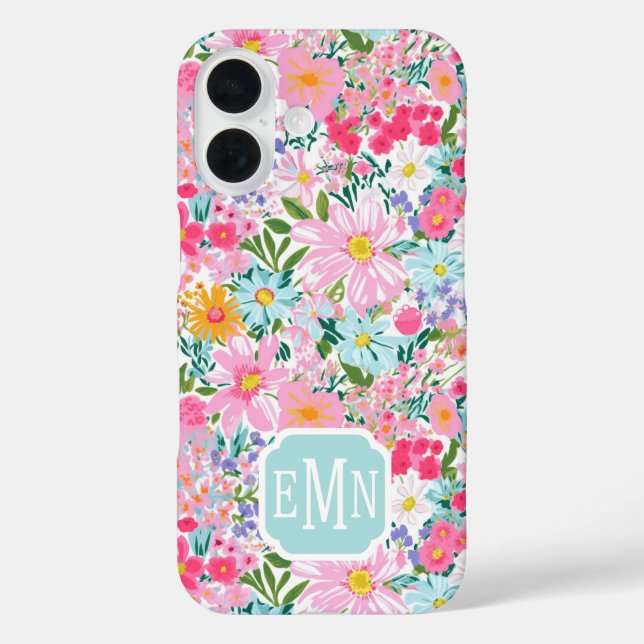 Coques Case-Mate iPhone Jardin de fleurs coloré moderne monogrammé (Verso)