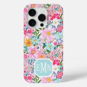 Coque Case-Mate iPhone Jardin de fleurs coloré moderne monogrammé