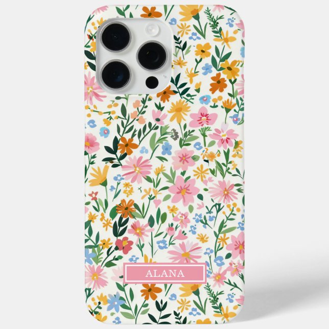Coques Case-Mate iPhone Jardin de fleurs fantaisiste monogrammé (Verso)
