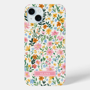 Coque Case-Mate iPhone Jardin de fleurs fantaisiste monogrammé