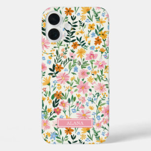 Coque Pour iPhone 16 Plus Jardin de fleurs fantaisiste monogrammé