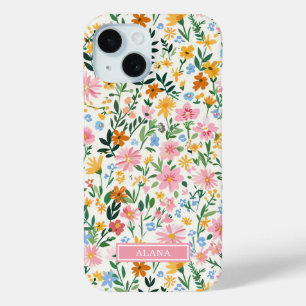 Coque Case-Mate iPhone Jardin de fleurs fantaisiste monogrammé