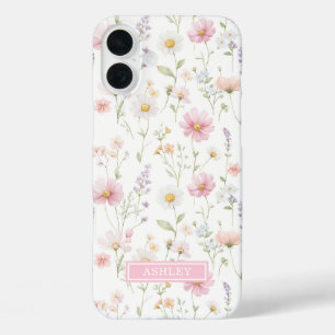 Coque Pour iPhone 16 Plus Jardin de fleurs sauvages rose personnalisé
