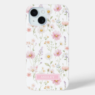 Coque Case-Mate iPhone Jardin de fleurs sauvages roses personnalisé