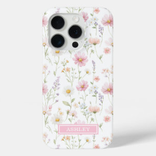 Coque Case-Mate iPhone Jardin de fleurs sauvages roses personnalisé