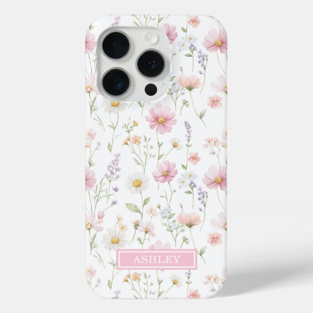 Coques Case-Mate iPhone Jardin de fleurs sauvages roses personnalisé (Verso)