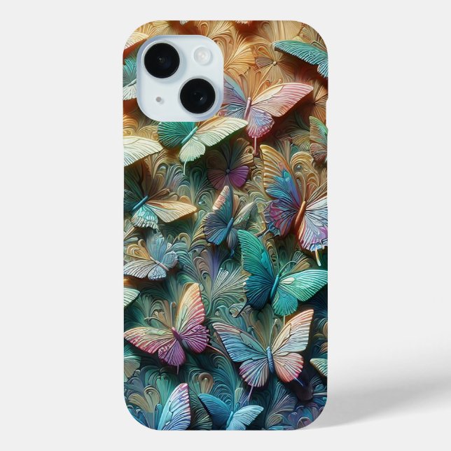 Coques Case-Mate iPhone Jardin de papillons iridescent (Verso)