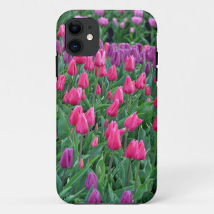 Coque Case-Mate iPhone Jardin de printemps de tulipes roses et violettes