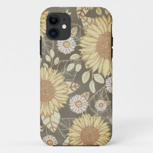 Case-Mate iPhone Case Jardin de tournesol de campagne floral Jaune Brown