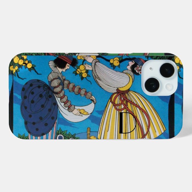 COQUES Case-Mate iPhone JARDIN D'ÉTÉ / MODE COSTUME DESIGNER MONOGRAMME (Verso (horizontal))