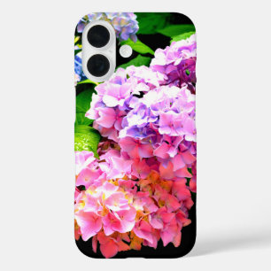 Coque Pour iPhone 16 Jardin d'hortensias, floral rose, bleu, violet