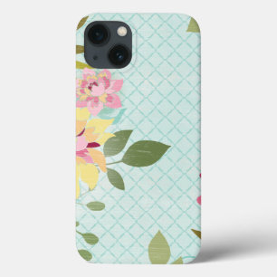 Coque Case-Mate iPhone Jardin floral, Arrière - plan bleu