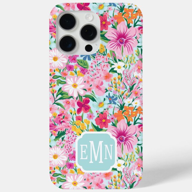 Coques Case-Mate iPhone Jardin Floral Coloré Monogrammé (Verso)