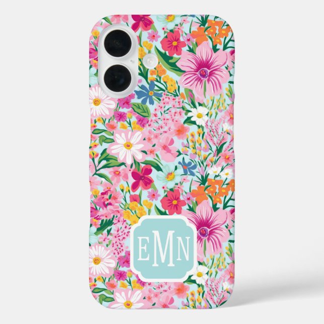 Coques Case-Mate iPhone Jardin Floral Coloré Monogrammé (Verso)