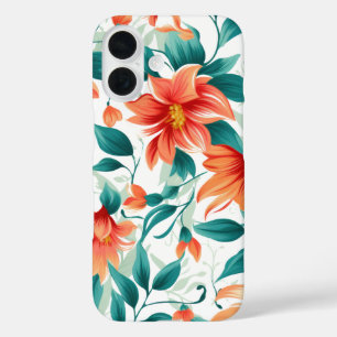 Coque Pour iPhone 16 Jardin Floral Orange Vibrant - Tasse Élégante