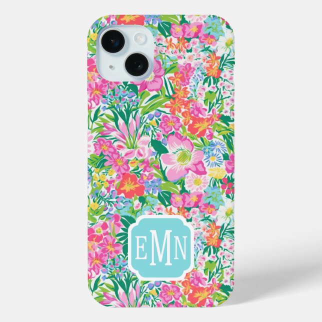 Coques Case-Mate iPhone Jardin Floral Rose Monogrammé (Verso)