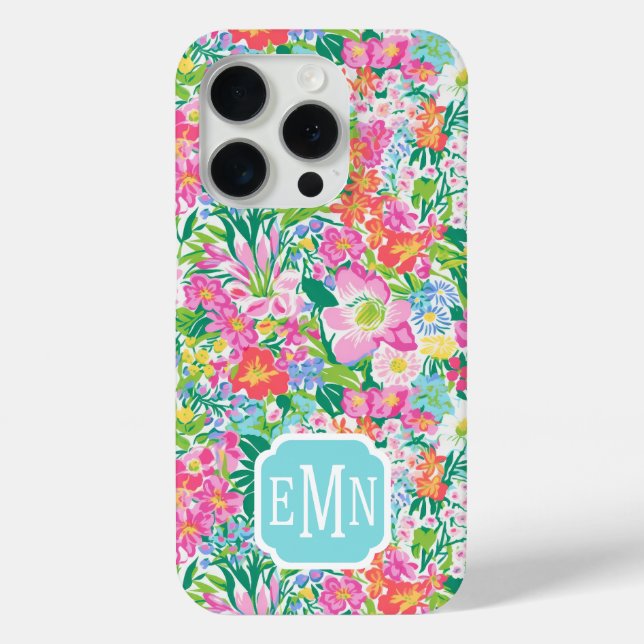 Coques Case-Mate iPhone Jardin Floral Rose Monogrammé (Verso)