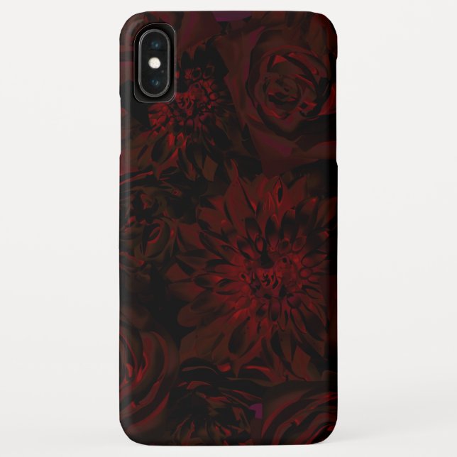 Coques Case-Mate iPhone Jardin foncé Rouge Fleurs romantiques Gothique (Dos)