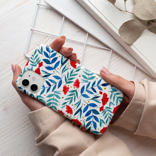 Coques Case-Mate iPhone Jardin magique - rouge et turquoise (Créateur téléchargé)