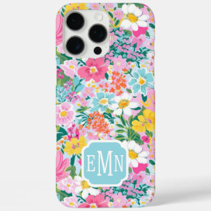 Coque iPhone 16 Pro Max Jardin Moderne Coloré Monogrammé