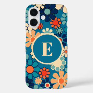 Coque Pour iPhone 16 Jardin Rétro Groovy Floral 60s 70s Personnalisé
