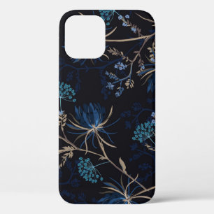 Case-Mate iPhone Case Jardin sombre : Floral bleu monotone