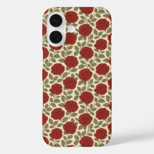 Coque Pour iPhone 16 Jardin victorien Rose Vintage Rose rouge Floral