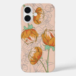 Coque Pour iPhone 16 Jardin Vintage à fleurs de pivoines