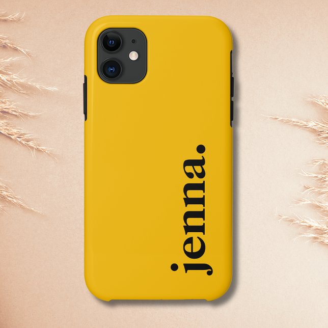 Coques Case-Mate iPhone Jaune Ambre Couleur Unie Élégant Nom  (Créateur téléchargé)