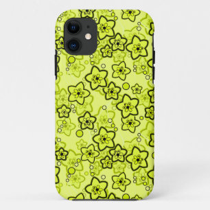 Case-Mate iPhone Case Jaune avec motif floral néon brillant noir