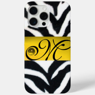 Coque Case-Mate iPhone JAUNE BLACK ZEBRA FUR MONOGRAM, Topaz