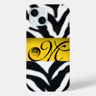 Coque Case-Mate iPhone JAUNE BLACK ZEBRA FUR MONOGRAM, Topaz