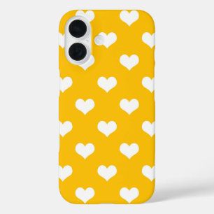 Coque Pour iPhone 16 Jaune Blanc Amour Coeur Design Motif
