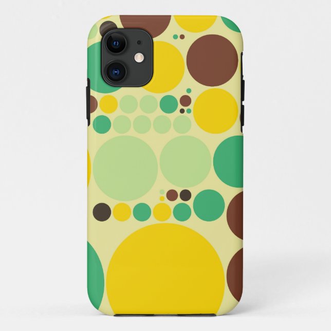 Coques Case-Mate iPhone Jaune, Bleu, Pois Brown Motif sans couture (Dos)