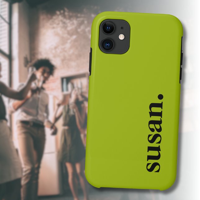 Coques Case-Mate iPhone Jaune Citron Noir Élégant Moderne Nom (Créateur téléchargé)