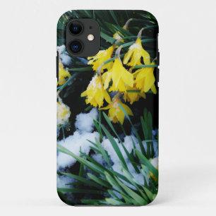 Coque Case-Mate Pour iPhone Jaune Daffodils fleurs dans la neige