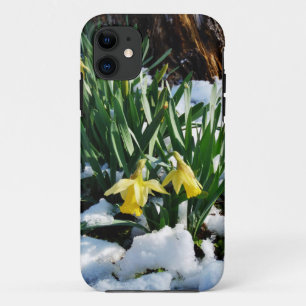 Coques Pour iPhone Jaune Daffodils fleurs dans la neige