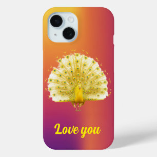 Coque Case-Mate iPhone Jaune Doré Royal Paon Amour Vous Anniversaire