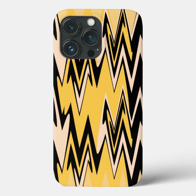Coques Case-Mate iPhone Jaune et noir Zigzag Chevron Motif (Verso)