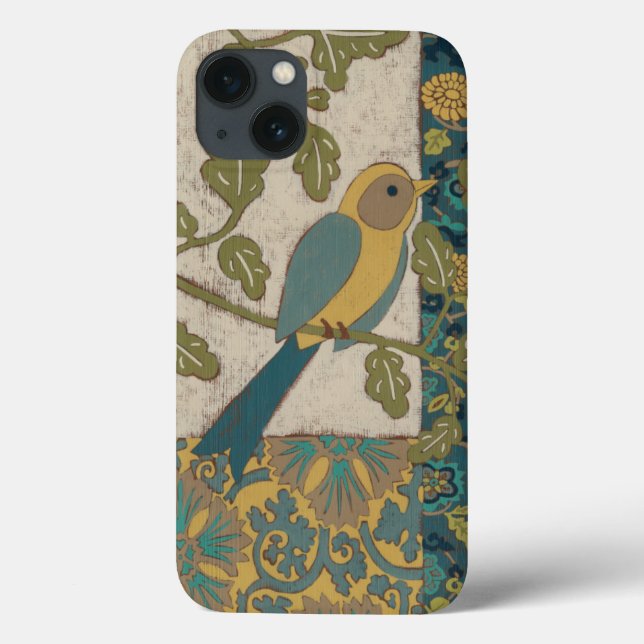 Coques Case-Mate iPhone Jaune et oiseau bleu turquoise étés perché sur une (Verso)
