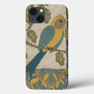 Coques Pour iPhone Jaune et oiseau bleu turquoise étés perché sur une