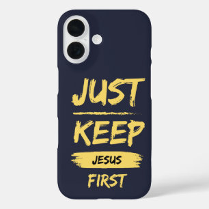 Coque Pour iPhone 16 Jaune Gardez Jésus d'abord
