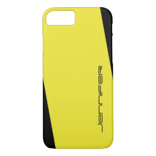 Coque Case-Mate Pour iPhone Jaune minimaliste et noir, nom