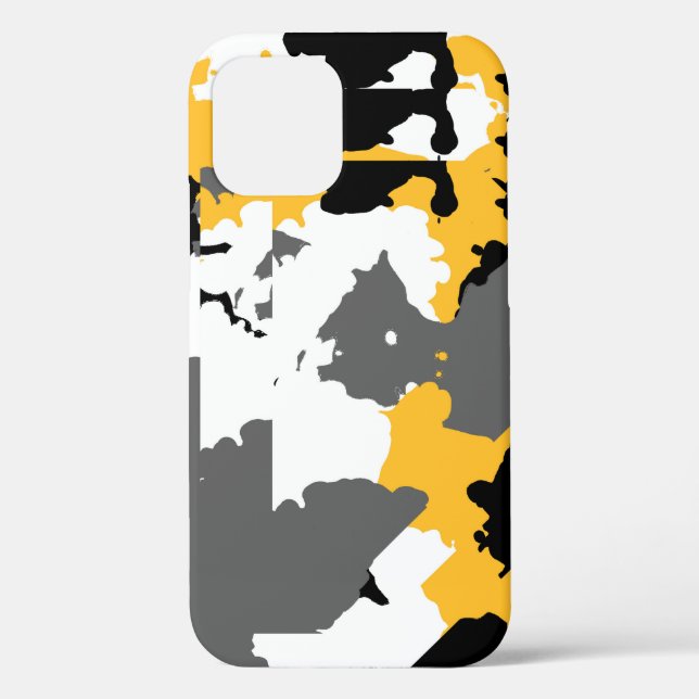 Coques Case-Mate iPhone Jaune noir gris et blanc abstrait (Verso)