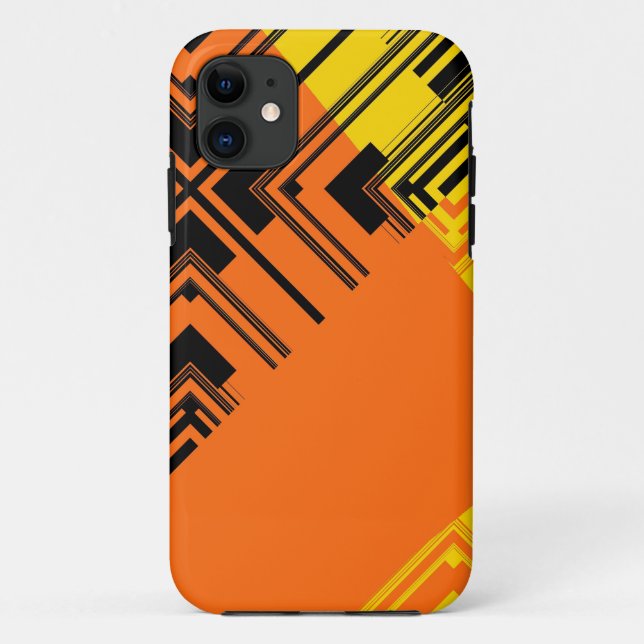 Coques Case-Mate iPhone Jaune Noir Orange Motif Retro Art Design (Dos)