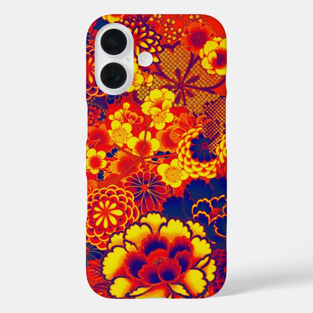 Coques Case-Mate iPhone JAUNE ORANGE FLEURS Peony, Floral japonais Rose (Verso)
