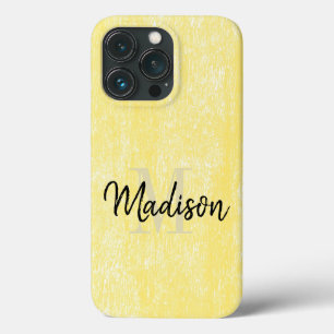 Case-Mate iPhone Case Jaune Pastel Bois Texture Nom initial Personnalisé