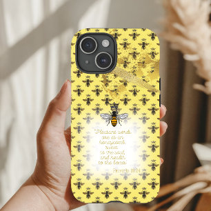 Coque Case-Mate iPhone Jaune pastel chic Abeille Grille Bible Reine Abeil