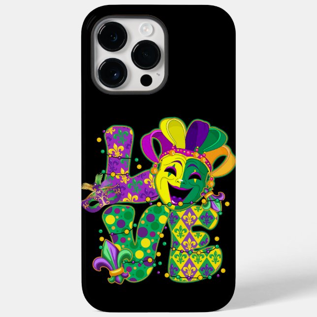 COQUES Case-Mate iPhone JAUNE PURPLE VERT MARDI GRAS AMOUR & MASK (Verso)